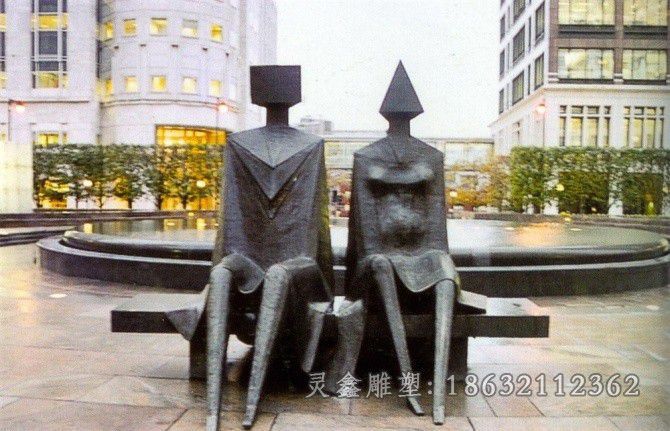 抽象情侣人物校园铜雕