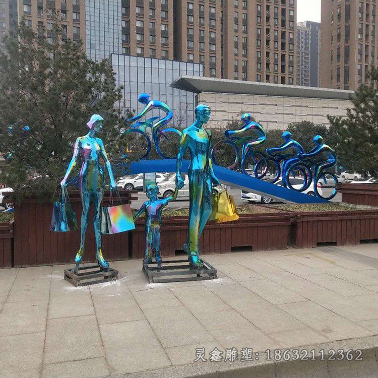 不锈钢彩绘购物公园雕塑