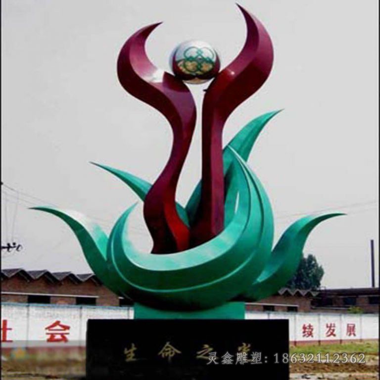 不锈钢彩绘广场抽象雕塑