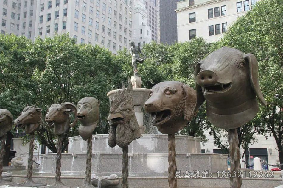 十二生肖校园景观铜雕