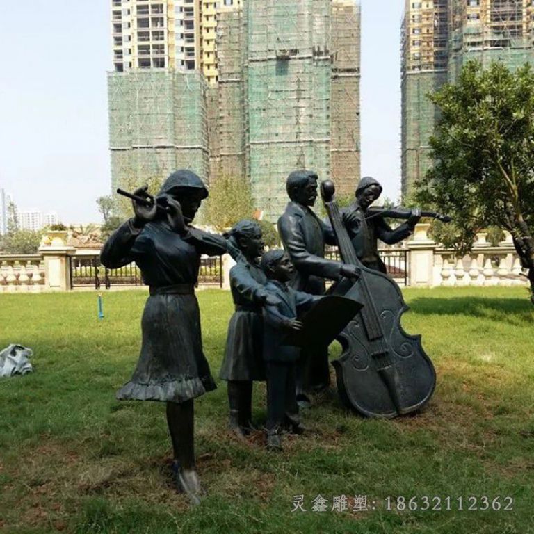 乐队演奏小区人物铜雕