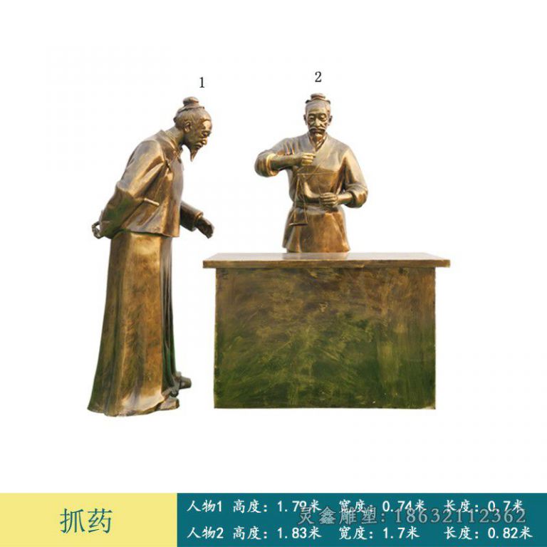 古人中医制药城市铜雕