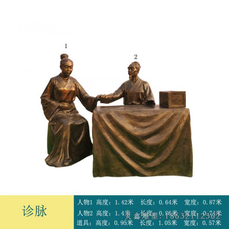 古人中医制药庭院铜雕
