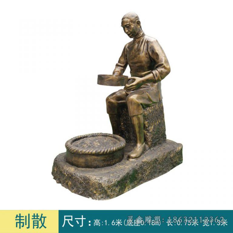 古人中医制药景区铜雕