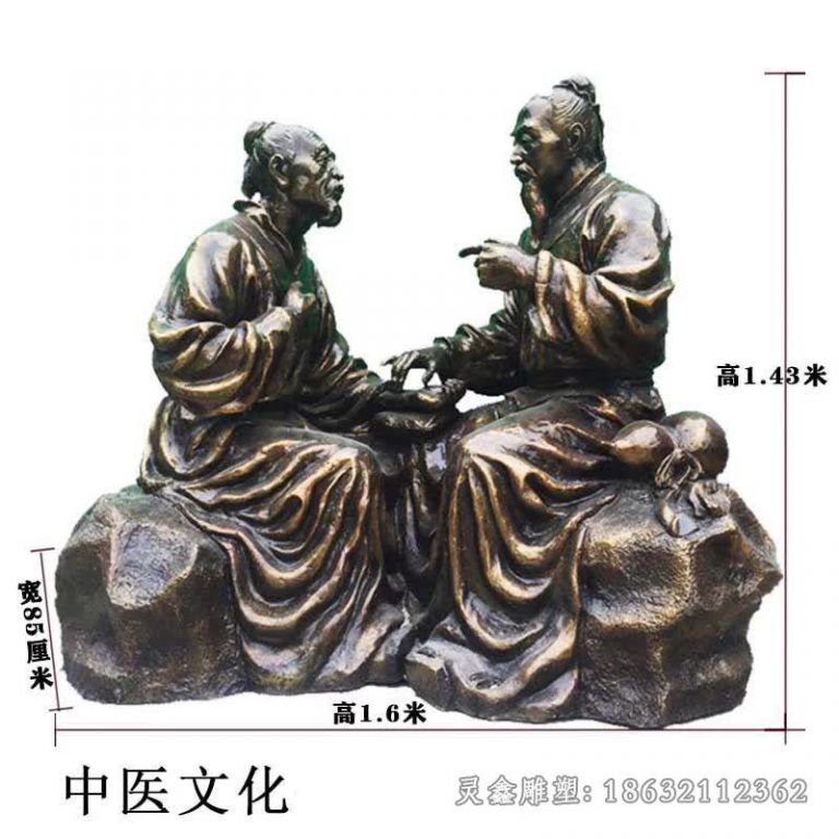 中医把脉园林人物铜雕