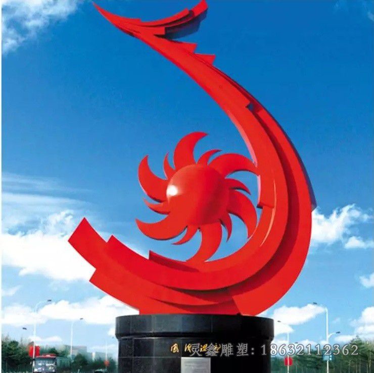 不锈钢红色标志广场雕塑