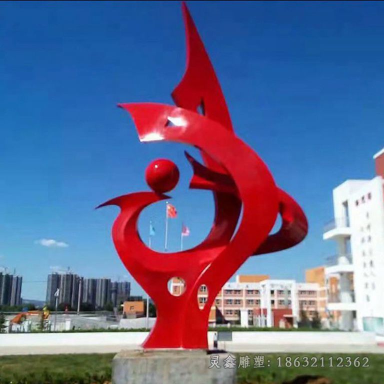不锈钢红色标志商场雕塑