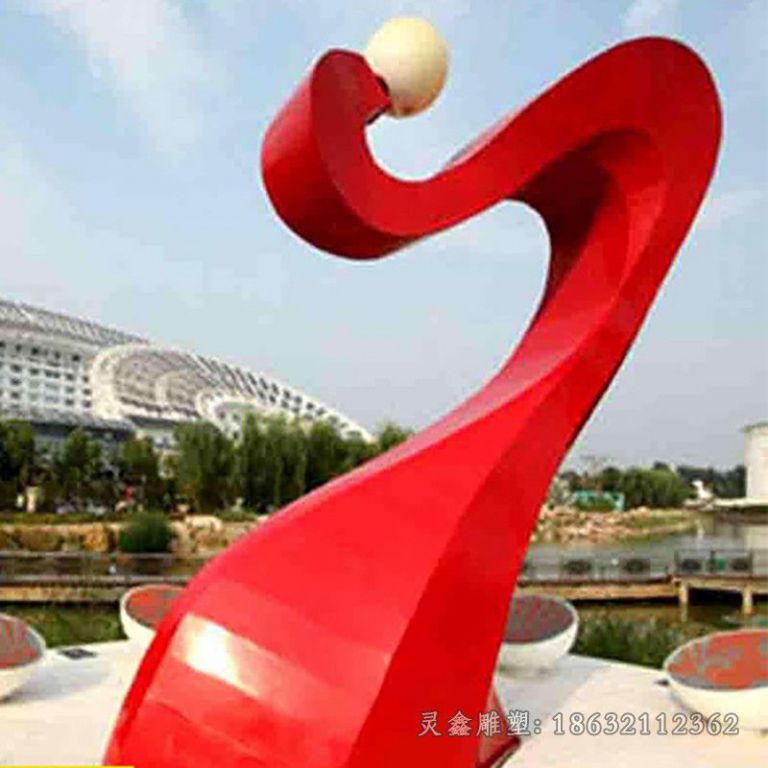 不锈钢红色标志抽象雕塑