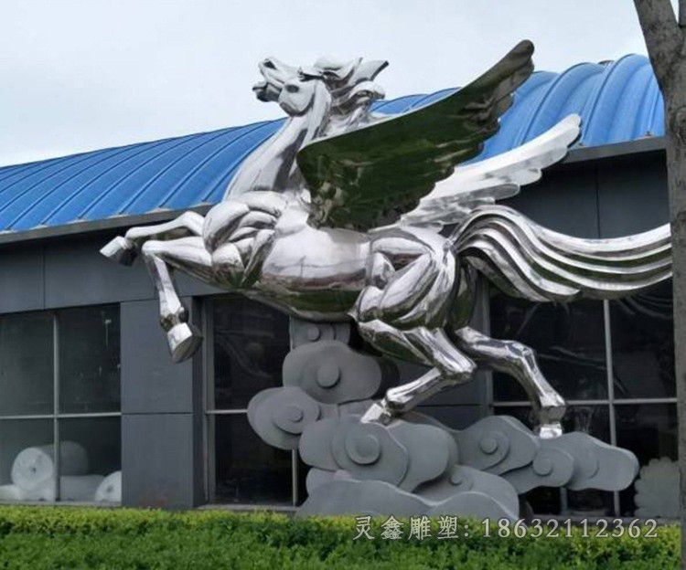 不锈钢展翅马广场雕塑