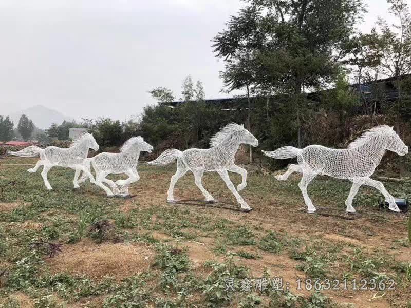 不锈钢镂空奔马小区雕塑