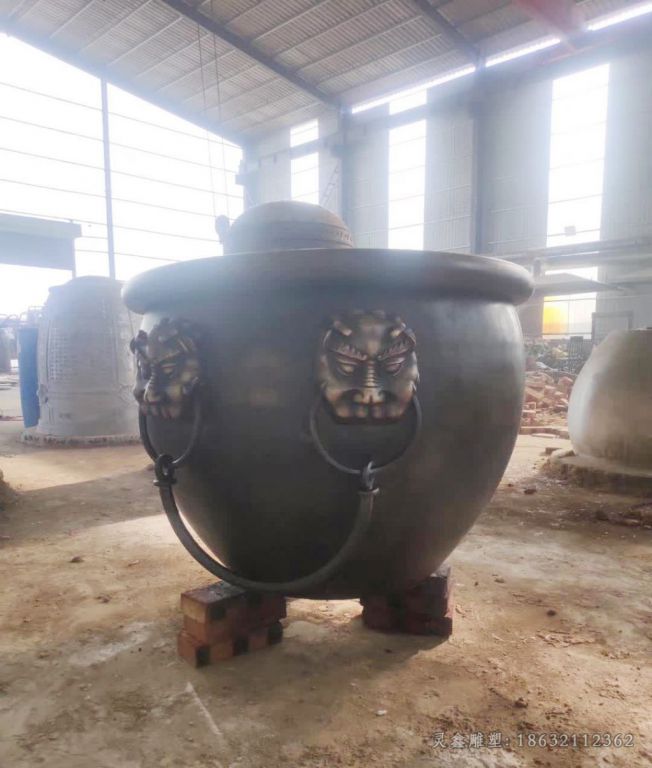 圆形水缸庭院景观铜雕