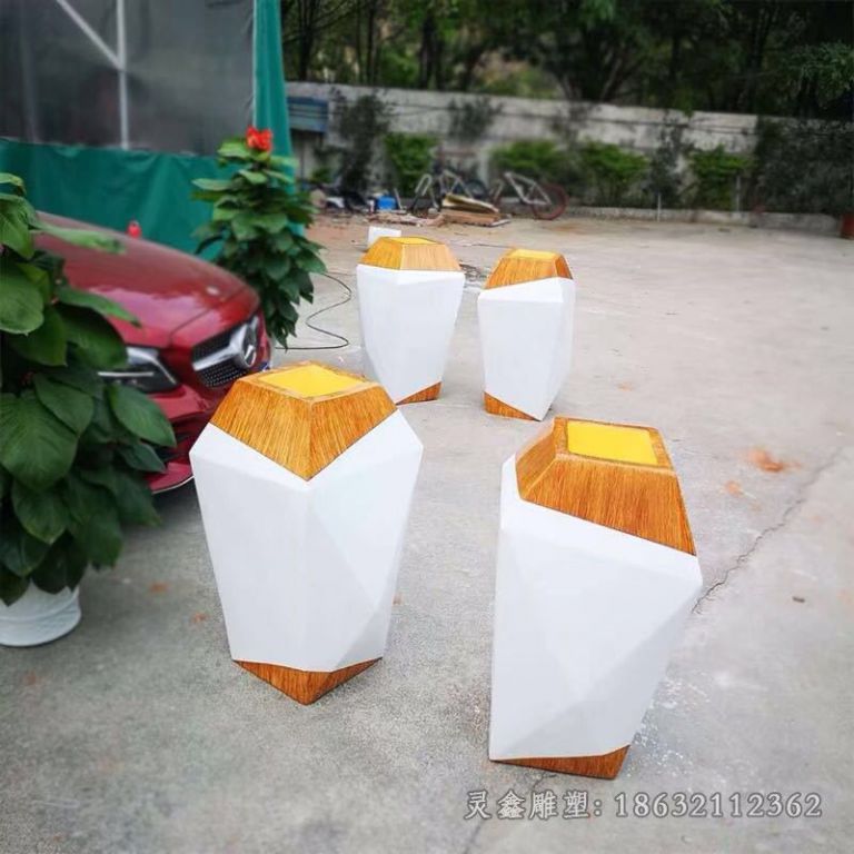 不锈钢抽象花盆校园雕塑