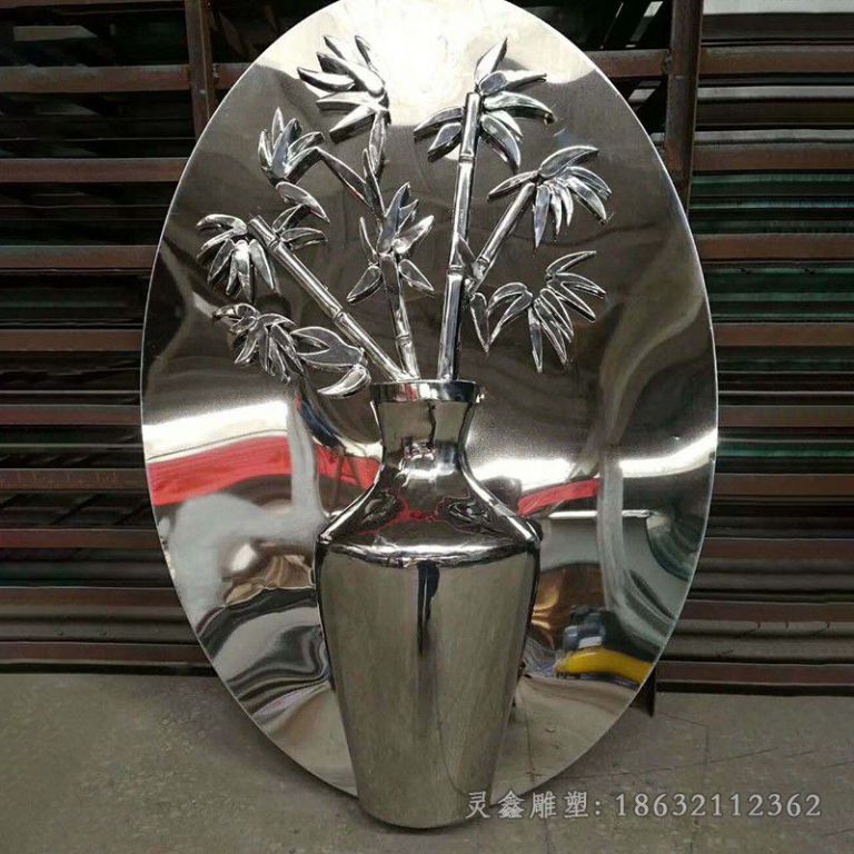 不锈钢抽象花盆景区雕塑