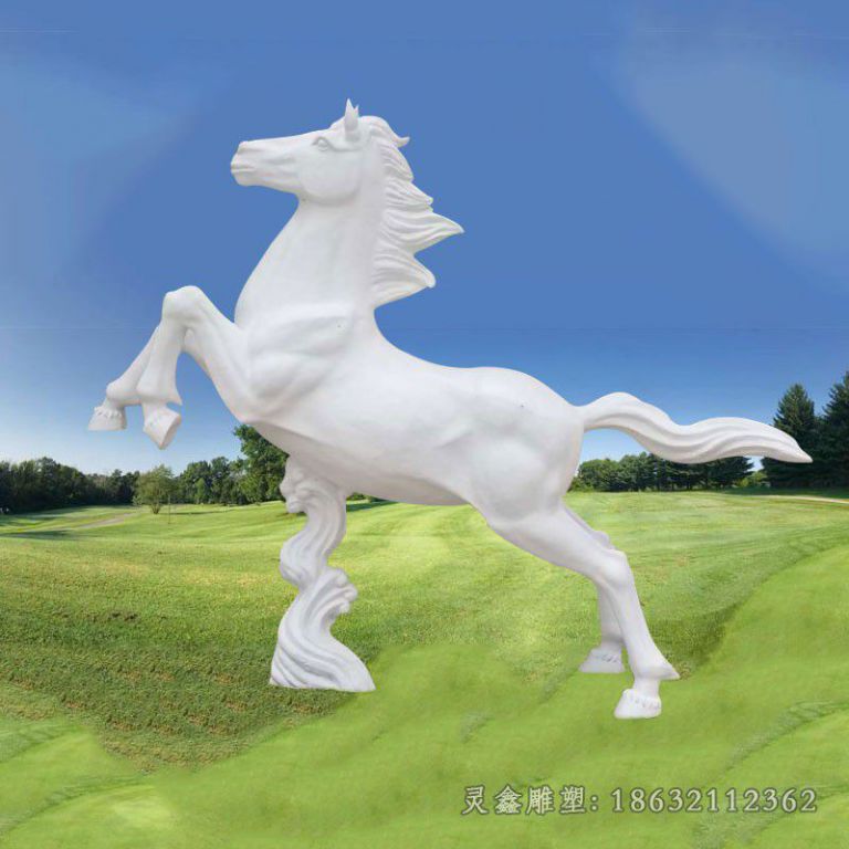 不锈钢白色马校园雕塑