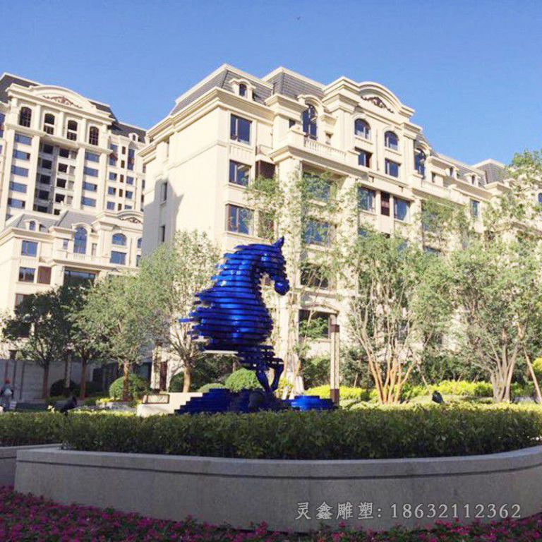 不锈钢抽象马园林雕塑