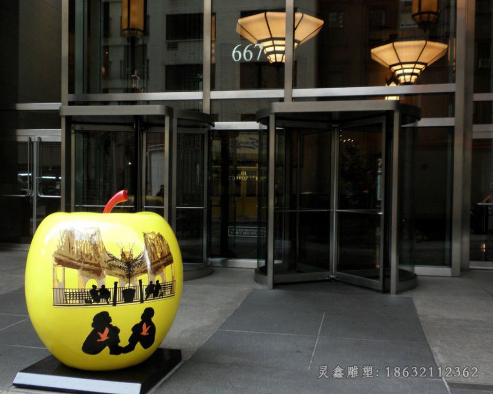 不锈钢苹果彩绘景观雕塑