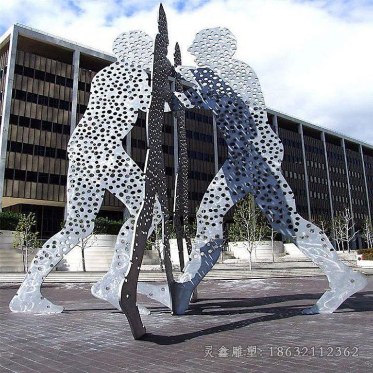 不锈钢镂空运动景观雕塑