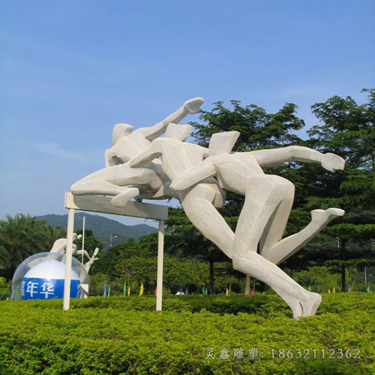 跨栏运动人物不锈钢雕塑