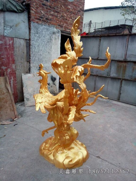 神兽凤凰校园景观铜雕