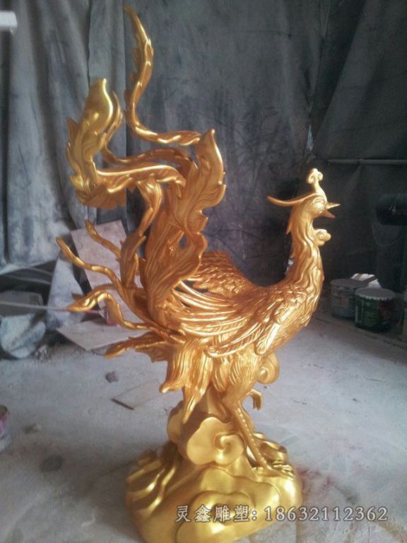 神兽凤凰户外景观铜雕