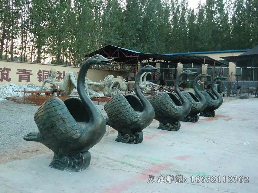 青铜天鹅校园动物铜雕