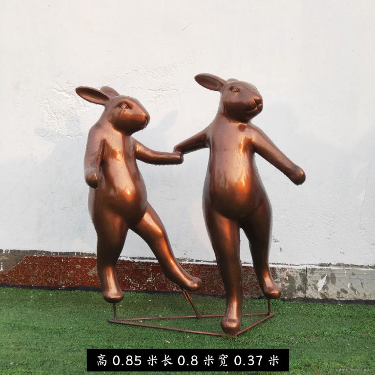 兔子跳舞别墅动物铜雕