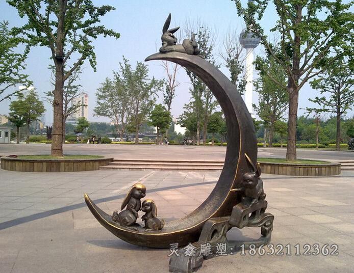 生肖兔子动物景观铜雕