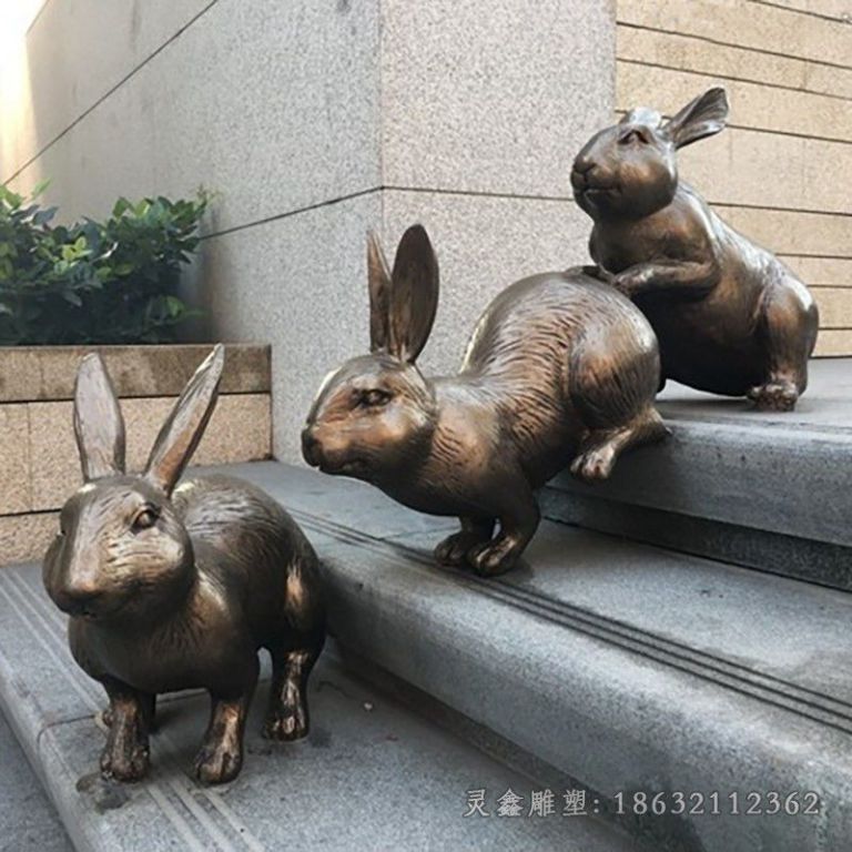 兔子城市动物景观铜雕