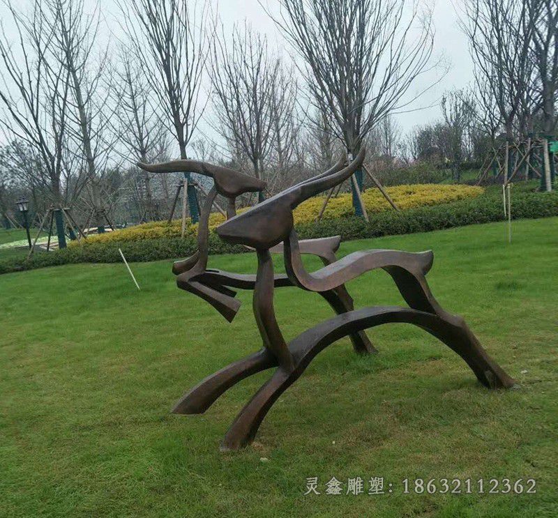 抽象兔子动物景观铜雕