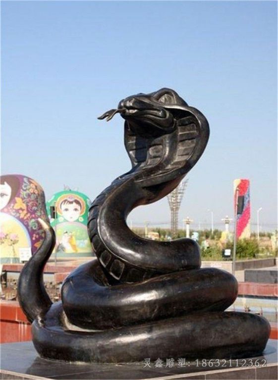 动物蛇校园景观铜雕