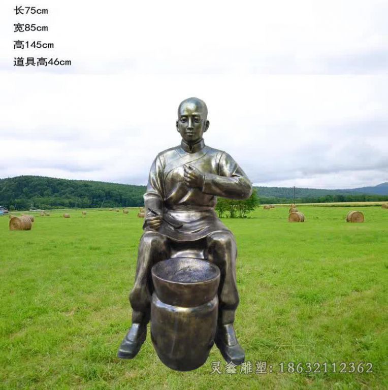 古代人物制药商场铜雕