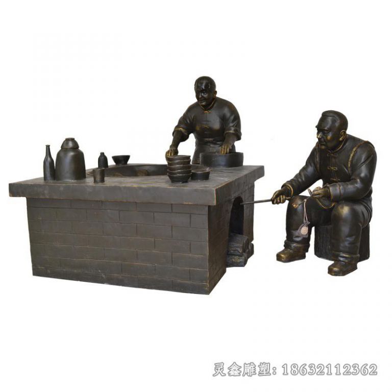 民俗文化做饭城市铜雕