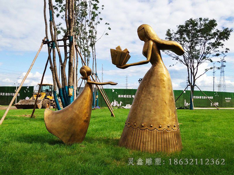 蝴蝶少女人物广场铜雕