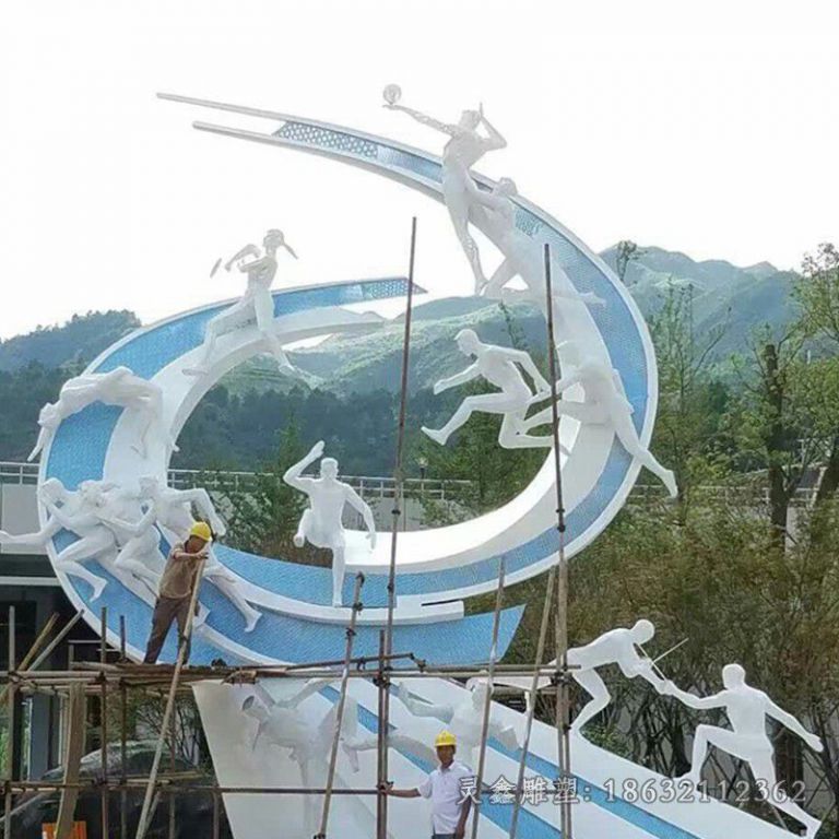 不锈钢月亮奔跑人物雕塑