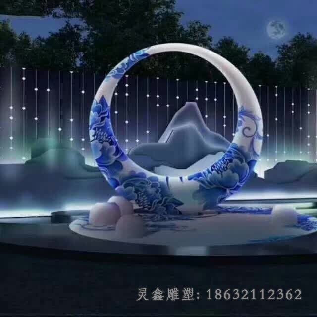 不锈钢抽象月亮景观雕塑