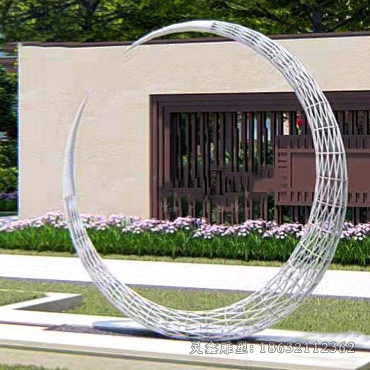 不锈钢镂空月亮城市雕塑