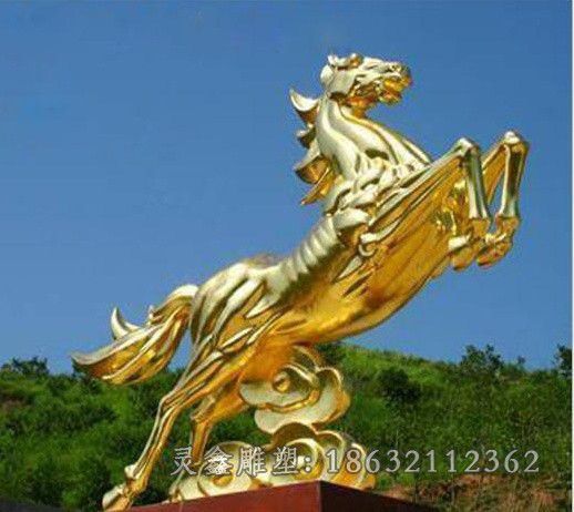 不锈钢金色马动物雕塑