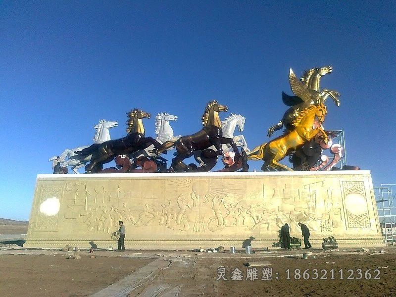 不锈钢动物马户外雕塑