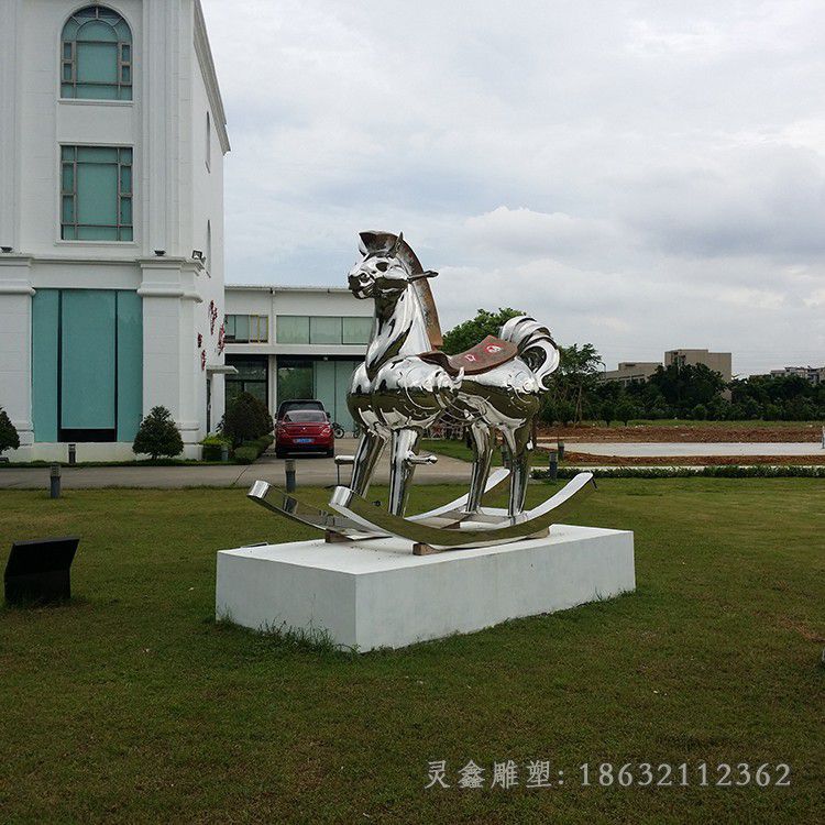 不锈钢动物马庭院雕塑