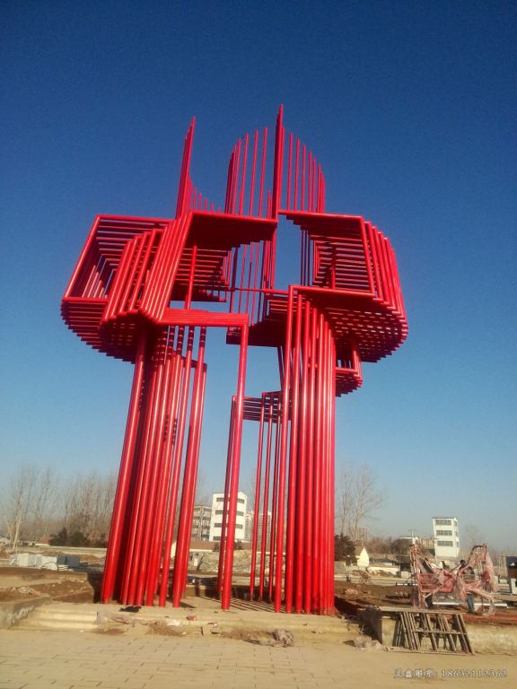 不锈钢红色中国景观雕塑