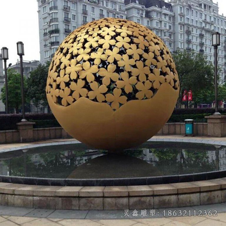 不锈钢镂空球标志雕塑