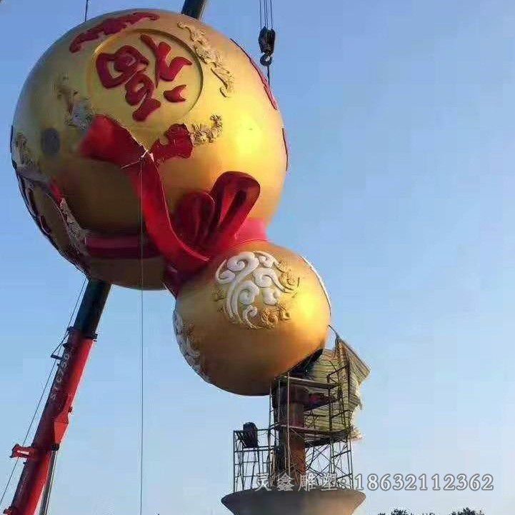 不锈钢彩绘葫芦景观雕塑