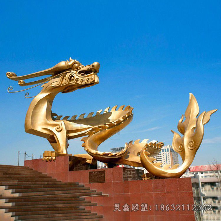 不锈钢金龙抽象景观雕塑