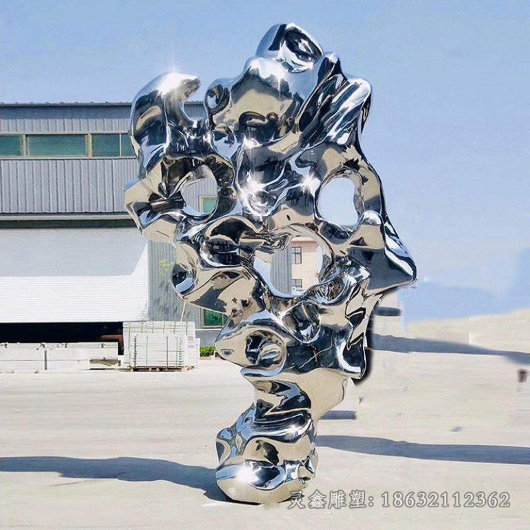 不锈钢镜面太湖石抽象雕塑