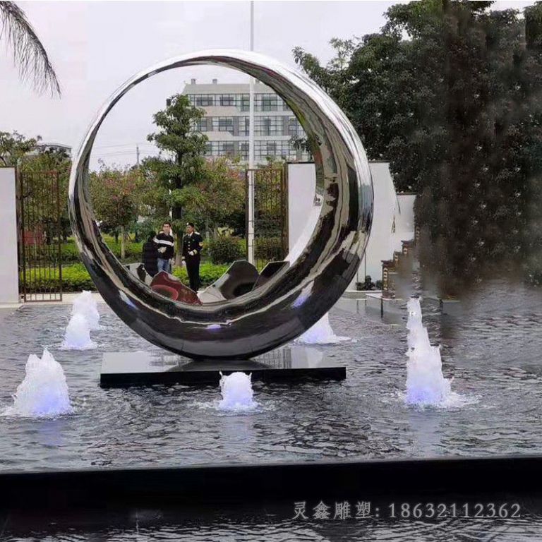 抽象月亮城市不锈钢雕塑