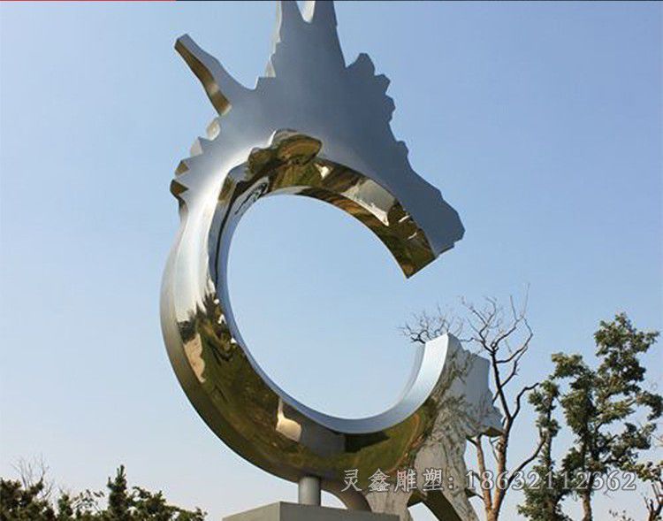 不锈钢抽象龙头景观雕塑