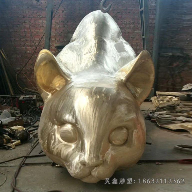黄铜猫动物景观铜雕