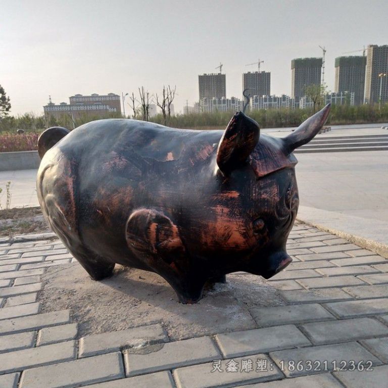 动物猪城市景观铜雕