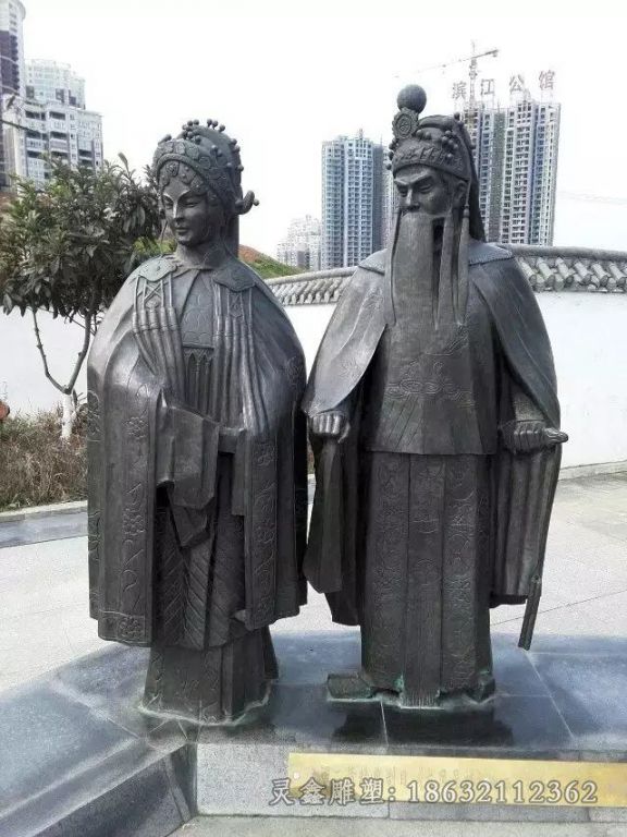 街边小品京剧人物铜雕