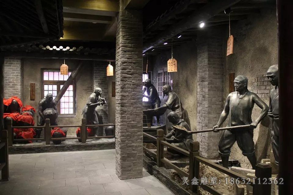 酿酒小品人物景观铜雕